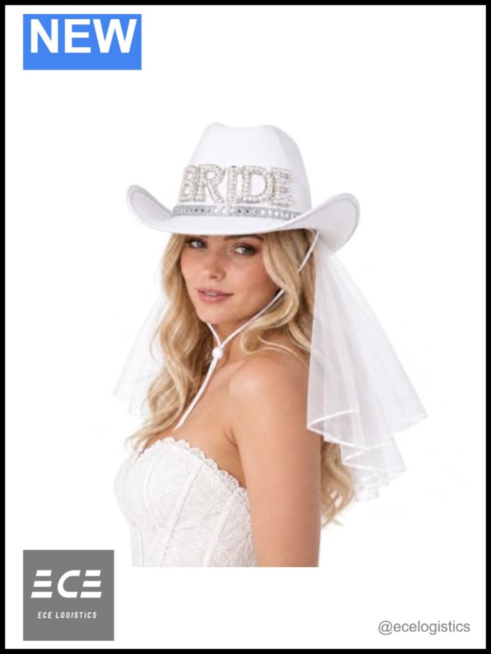 Cowboy Hat with Veil Bachelorette Party Bride Cowgirl Western Bridal Shower